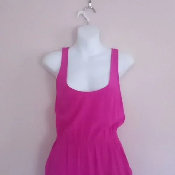 Anthropologie Twelfth Street- Cynthia Vincent Hot Pink Barbiecore Jumpsuit Silk - Picture 3 of 12